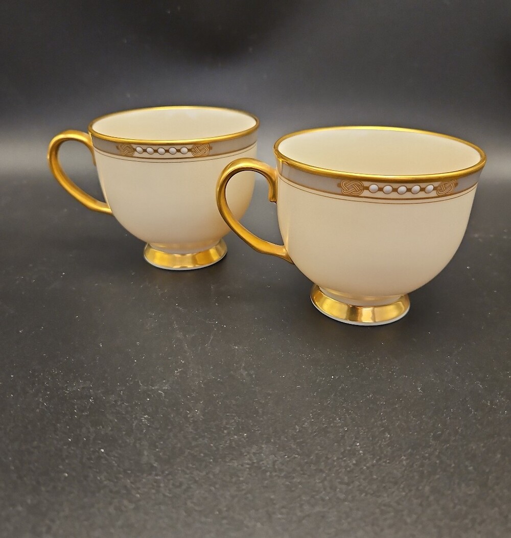 Lenox McKinley Teacup Set of 2 Presidential Collection Ivory Color Gray Band...